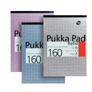 Pukka Pad A4 Refill Pad Headbound Ruled with Margin Punched 80gsm 160 Pages White