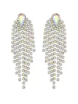 Mood Mood Silver Aurora Borealis Crystal Shower Drop Earrings, Silver, Women
