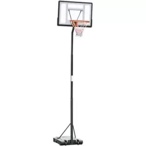 HOMCOM Basketball Hoop Freestanding 255-305cm Hoop Height Adjustable Stand with Backboard Wheels for Teens Adults Black