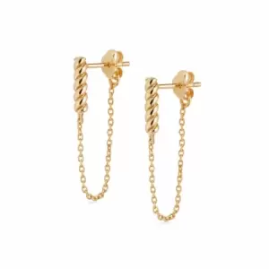 Daisy London Jewellery 18ct Gold Plated Sterling Silver Stacked Rope And Chain Drop Earrings 18Ct Gold Plate