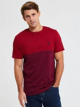 U.S. Polo Assn. U.s Polo Assn Fade Stripe Ringer T-Shirt, Red Size M Men