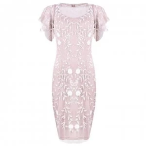 Adrianna Papell Beaded Short Dress - DUSTED