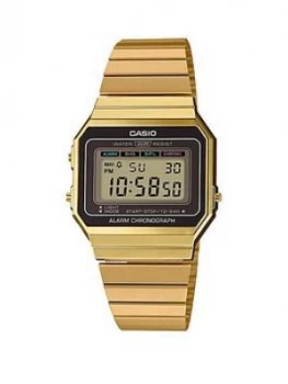 Casio Casio Retro Black Digital Dial Gold Stainless Steel Bracelet Watch