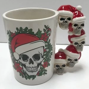 Christmas Skulls Shaped Handle Ceramic Mug