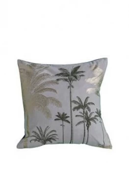 Gallery Palm Trees Metallic Cushion - Grey