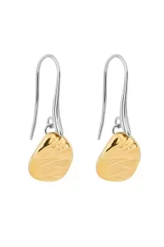 Ripple Effect Drop Disc Earrings with Yellow Gold Plating