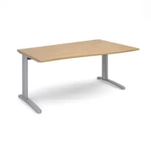 Office Desk Right Hand Wave Desk 1600mm Oak Top With Silver Frame TR10