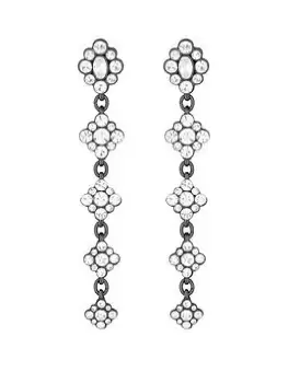Mood Hematite Crystal Flower Linear Statement Drop Earrings