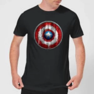 Marvel Captain America Wooden Shield Mens T-Shirt - Black - XL