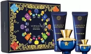 Versace Pour Femme Dylan Blue Gift Set 100ml Eau de Parfum + 5ml Eau de Parfum + 100ml Shower Gel + 100ml Body Lotion