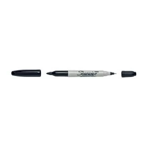 Sharpie Twin Tip Permanent Marker Alcohol-based 1.5mm and 0.4mm Line Black Pack of 12
