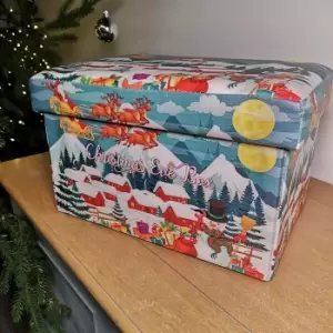 H20 x 35 x 23cm Flat Pack Christmas Eve Box with Padded Lid and Snow Scene Design