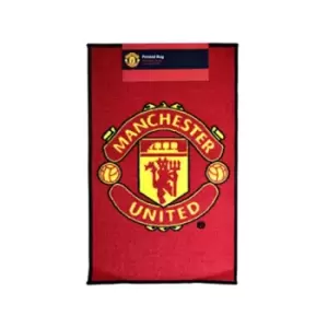 Manchester United Printed Crest Rug (50 x 80cm) (Red) - Red
