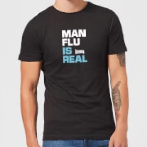 Plain Lazy Man Flu Is Real Mens T-Shirt - Black - XXL