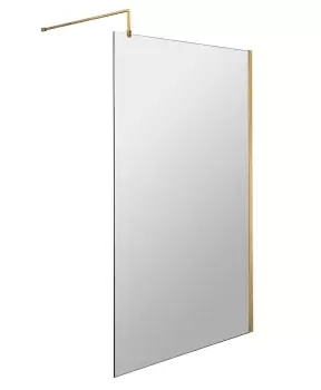 Hudson Reed 1100mm Wetroom Screen With Brass Support Bar - Brushed Brass