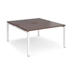 Bench Desk 2 Person Rectangular Desks 1400mm Walnut Tops With White Frames 1600mm Depth Adapt
