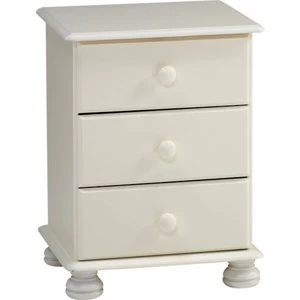 Malmo Stained White Pine 3 Drawer Bedside chest (H)581mm (W)441mm (D)383mm
