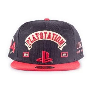 Sony Playstation Biker Snapback Baseball Cap (Black/Red)