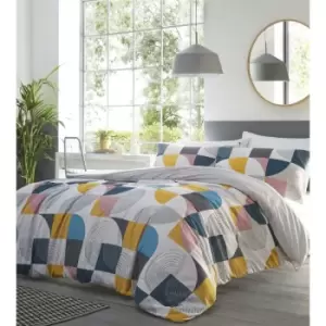 Home Ari Multicoloured Geometric Reversible King Size Duvet Cover Set Bedding - Multi - Portfolio