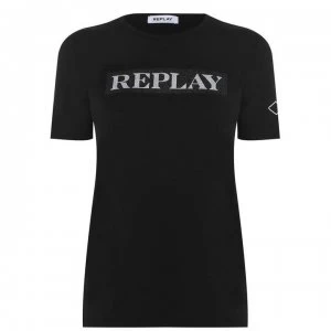 Replay Glitter Box T Shirt - Black 098