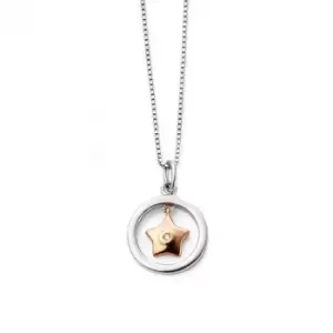 Silver and Rose Gold Plated Star and Circle Pendant P4513