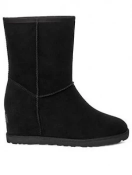 UGG Classic Femme Hidden Wedge Short Calf Boots - Black, Size 6, Women