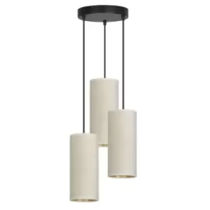 Bente Black Cluster Pendant Ceiling Light with White Fabric Shades, 3x E14