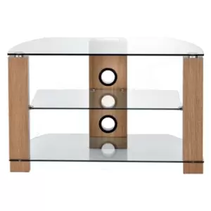 TTAP L630 1200 2O Vision 1200mm TV Stand in Light Oak with Clear Glass