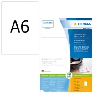 HERMA Address labels Premium sheetsize A6 105x148mm white paper...