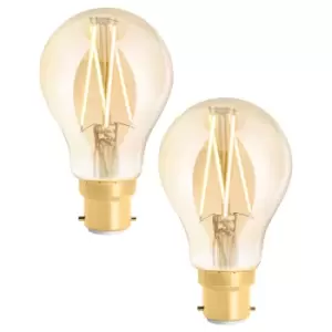 4lite WiZ Connected LED Smart A60 Filament Bulb Amber BC (B22) Tuneable White & Dimmable - Twin Pack