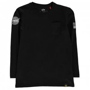 Alpha Industries Nasa Long Sleeve Badge T Shirt - Black 03