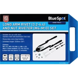 Blue Spot Tools Long Arm Rivet (3.2-6.4) and Nut Riveter (M4-M10) Set