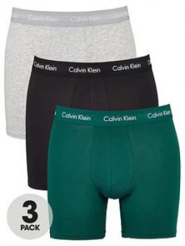 Calvin Klein 3 Pack Boxer Brief - Green/Grey/Black, Green/Grey/Black, Size XL, Men