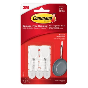 3M Command White Plastic Medium Single Toggle hooks (H)55.02mm (W)22mm (Max. Weight)0.9kg Pack of 2