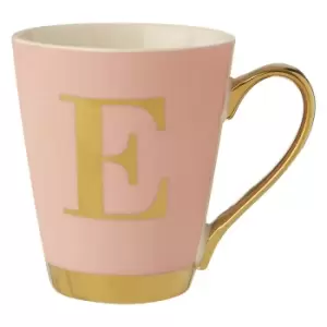 Bone China Pink/Gold E Alphabet Mug