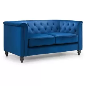 Chudleigh - 2 Seater Sofa Blue Velvet Fabric Upholstered