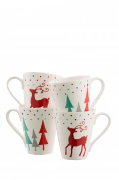Aynsley Christmas Reindeer Mugs Set of 4