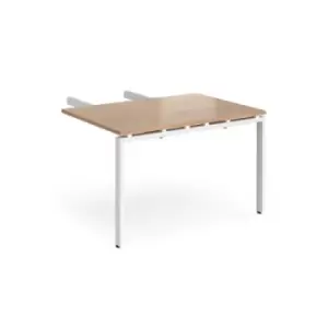 Adapt add on unit double return desk 800mm x 1200mm - white frame and beech top