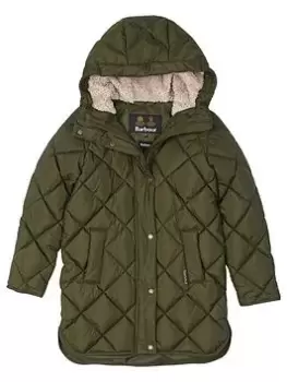 Barbour Girls Sandyford Quilt Coat - Olive Size 14-15 Years, Women