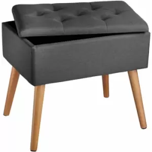 Bench Ranya upholstered Linen look with storage space - 300kg capacity - stool, storage bench, shoe storage bench - dark grey - dark grey