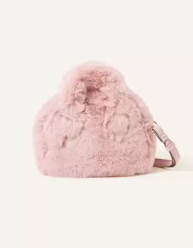 Accessorize Womens Faux Fur Handheld Cross-Body Bag Pink, Size: 18x14cm