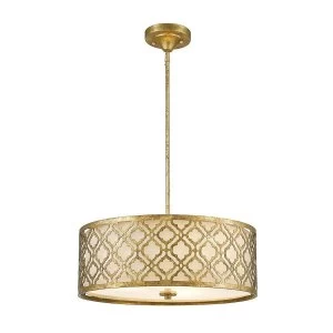 3 Light Large Round Ceiling Duo-Mount Pendant Gold, E27