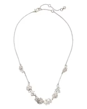 kate spade new york Bouquet Toss Cubic Zirconia & Imitation Pearl Flower Cluster Statement Necklace in Silver Tone, 16-19