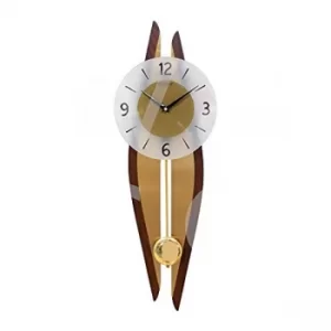 Rosewood & Brushed Metal Pendulum Wall Clock