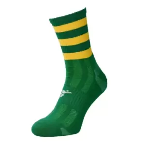 Precision Childrens/Kids Pro Hooped Football Socks (12 UK Child-2 UK) (Green/Gold)