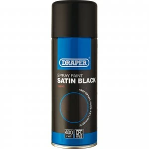 Draper Satin Finish Aerosol Spray Paint Black 400ml