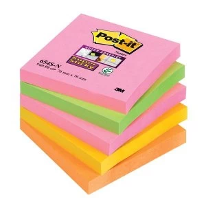 Post it Super Sticky Notes 76x76mm Capetown Rainbow Ref 654SN Pack of