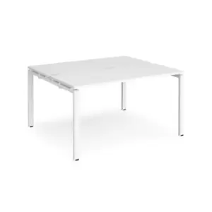Bench Desk 2 Person Rectangular Desks 1400mm White Tops With White Frames 1200mm Depth Adapt