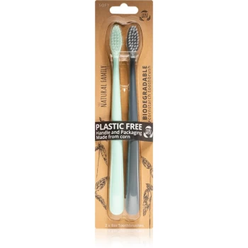 The Natural Family Toothbrush Twin Mint & Mist 2 Pieces