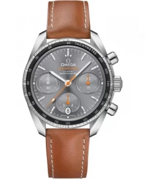 Omega Speedmaster Co-Axial Chronograph 38mm Grey Dial Brown Leather Unisex Watch 324.32.38.50.06.001 324.32.38.50.06.001